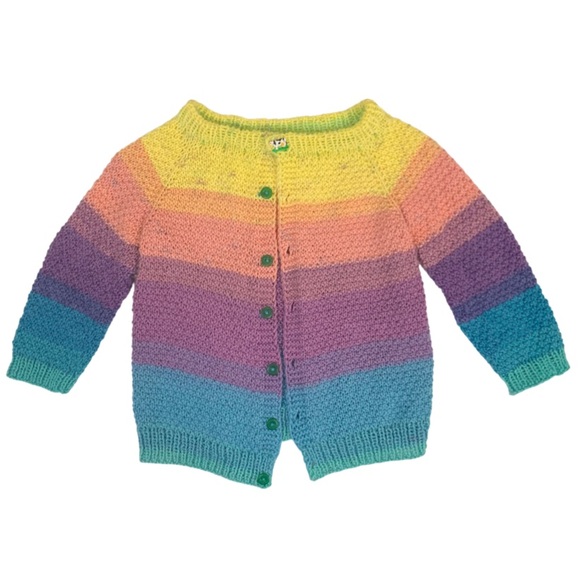 Charming Handmade Girl’s Knitted Long Sleeve Button Front Cardigan Sweater - Picture 2 of 13